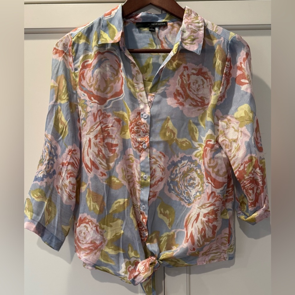 Harve Benard floral Blouse Sz S